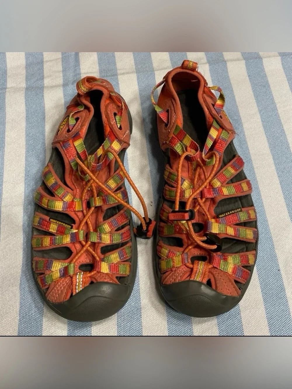 Keen For Girls, Color Orange, Yellow, Size J2, Gently Used.